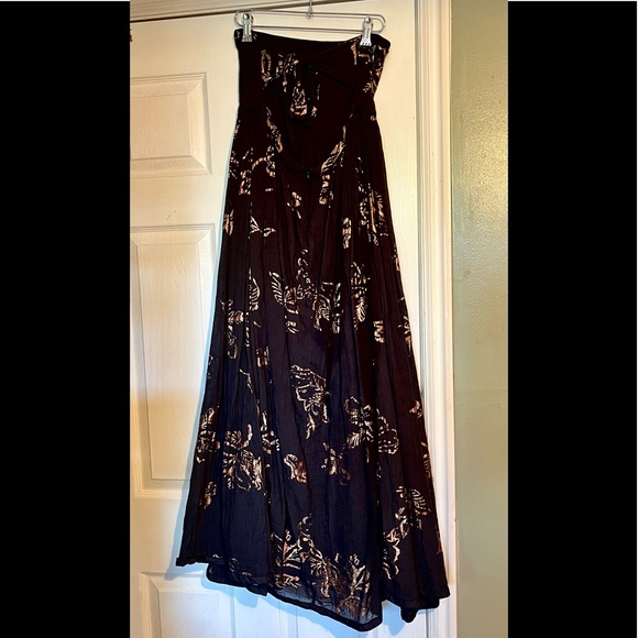 Free People Black and Bronze Strapless Maxi Dress Size Medium - Picture 2 of 6